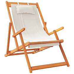 Avis Maison Chic Lot de 2 Chaises de plage pliables | Chaises Relax d'extérieur crème tissu -GKD14545