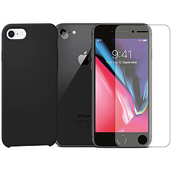 Protection intégrale Verre Trempé pour iPhone SE 2020 + Verre Trempé Caméra Arrière + Coque souple silicone Noire -Visiodirect -