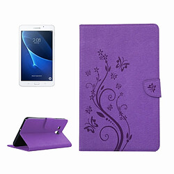 Wewoo Housse Étui Violet pour Samsung Galaxy Tab A 7.0 fleurs pressées motif papillon flip horizontal en cuir PU avec boucle magnétique & Titulaire & Slots de cartes Portefeuille