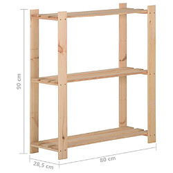 vidaXL Étagère de stockage 3 niveaux 80x28,5x90 cm Bois de pin massif pas cher