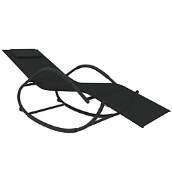 Maison Chic Chaise longue à bascule | Bain de soleil Relax | Transat noir acier et textilène -GKD81303