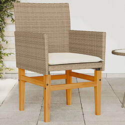 vidaXL Chaises de jardin coussins lot de 2 beige résine tressée bois