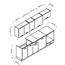 Pegane Cuisine complète MILA 8 éléments couleur chêne Artisan avec plan de travail inclus - Longueur 240 cm