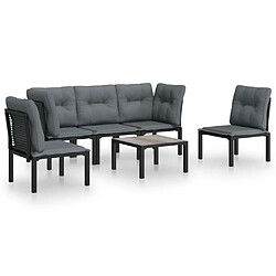 Maison Chic Salon de jardin 6 pcs - Table et chaises d'extérieur - Mobilier/Meubles de jardin Moderne noir et gris résine tressée -MN45053