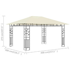 Maison Chic Auvent,Belvédère d'extérieur avec moustiquaire,Tonnelle 4x3x2,73 m Crème 180 g/m² -GKD27256 pas cher