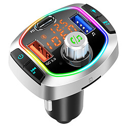 Universal Rétroéclairage LED Bluetooth FM Transmitter Car MP3 TF/U Disk Player Hands-Free Car Kit Adaptateur Double USB QC 3.0 + PD Type C Quick Charger | FM Transmitter