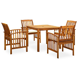 Maison Chic Mobilier à dîner 5 pcs de jardin avec coussins - Ensemble table et chaises d'extérieur - Salon/Mobilier de jardin classique Acacia solide -MN59521