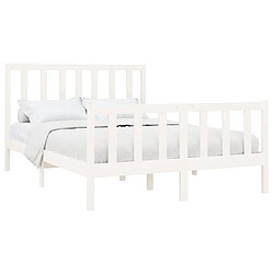 Avis Maison Chic Lit adulte - Lit simple Cadre de lit,Structure du lit Contemporain Blanc Bois de pin massif 140x190 cm -MN59786