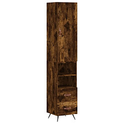 vidaXL Buffet haut Chêne fumé 34,5x34x180 cm Bois d'ingénierie