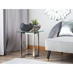 Beliani Table appoint argentée avec plateau en verre CRYSTAL