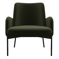 Acheter Moloo ALEX-Fauteuil en tissu bouclé Vert Army et métal noir