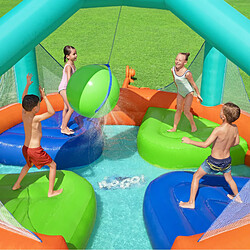 Piscine Gonflable Bestway Dodge & Drench Water Park 450x450x268 cm avec Jeu de Balle Suspendue et Plateformes pas cher