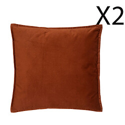 Pegane Lot de 2 coussins en polyester coloris terracotta - longueur 45 x Profondeur 5 x Hauteur 45 cm