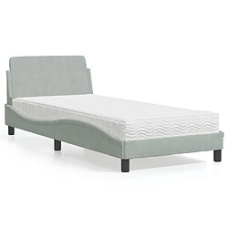 Avis Vidaxl Lit avec matelas gris clair 90x200 cm velours