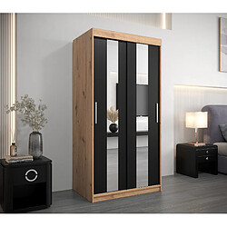 Abiks Meble Armoire Pole à portes coulissantes 200/100/62 2 portes (artisan/noir)