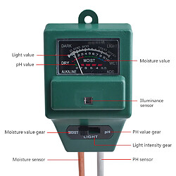 Acheter PH-mètre du sol 3-en-1 testeur d'humidité / lumière / pH du sol Kits d'outils de jardinage - vert