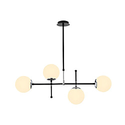 Acheter Vente-Unique Lustre en métal à hauteur réglable - 4 globes - L. 108 x H. 67/82 cm - Noir et blanc - LEGEND