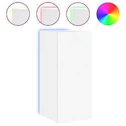 Maison Chic Meuble TV mural, Banc TV avec lumières LED pour salon, Meuble de rangement blanc 30,5x35x70 cm -GKD67725