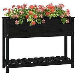 Acheter Maison Chic Jardinière,Bac à fleurs - pot de fleur avec étagère Noir 111,5x34,5x81cm Bois massif de pin -GKD17921