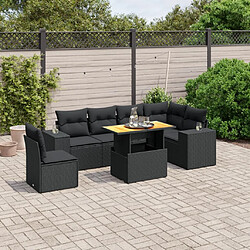 Maison Chic Ensemble Tables et chaises d'extérieur 7pcs avec coussins,Salon de jardin noir résine tressée -GKD174626