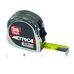 Metrica - Mètre à ruban CROMATO 10 m largeur 25 mm boîtier chromé en ABS - 38398