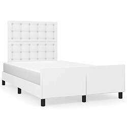 Maison Chic Lit adulte - Cadre Structure de lit avec tête de lit Contemporain Blanc 120x200 cm Similicuir -MN40092