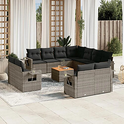 Maison Chic Salon de jardin avec coussins 12 pcs, Ensemble Tables et chaises de jardin, gris résine tressée -GKD873733