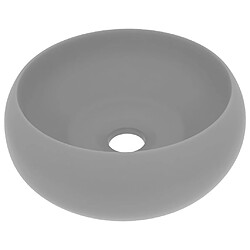 vidaXL Lavabo rond de luxe Gris clair mat 40x15 cm Céramique