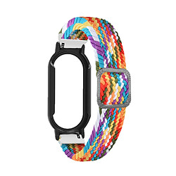 Bracelet en nylon élastique, 3 en 1, tressé pour votre Xiaomi Mi Band 7/7 NFC - Arc-en-ciel/noir