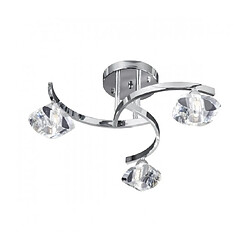 Searchlight Plafonnier 3 ampoules Sculptured Ice, en chrome et verre