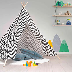 Tipi d'Enfant Montessori Robincool Koda 120x120x150cm Pliable Usage Int. Ext. avec Motif Géométrique, Lumières et Tapis