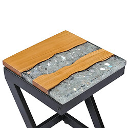 vidaXL Table basse 30x30x50 cm Bois de teck massif et polyrésine pas cher