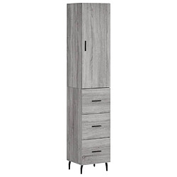 vidaXL Buffet haut Sonoma gris 34,5x34x180 cm Bois d'ingénierie