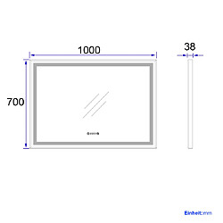 EMKE Miroir de salle de bain LED Cadre noir avec Interrupteur Tactile, Anti-buée, Horloge, Température, Dimmable, Fonction Mémoire, Lumière neutre - 100x70cm pas cher