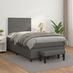 Avis Maison Chic Lit adulte- Lit + matelas,Sommier à lattes de lit avec matelas gris 120x190 cm similicuir -GKD33822