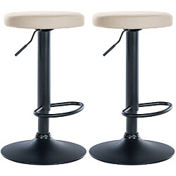 Decoshop26 Lot de 2 tabourets de bar design simple avec assise en synthétique crème et cadre métal noir TDB10685