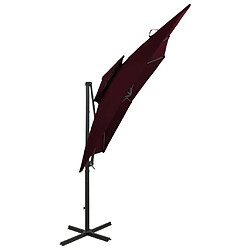 Avis vidaXL Parasol de jardin en porte-à-faux à double toit rouge bordeaux