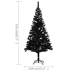 vidaXL Arbre de Noël artificiel pré-éclairé et boules noir 210 cm PVC pas cher