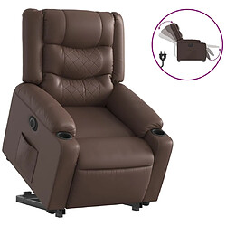 Maison Chic Fauteuil Relax pour salon, Fauteuil inclinable électrique marron similicuir -GKD41269