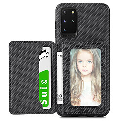 Coque en TPU + PU avec béquille et porte-carte noir pour votre Samsung Galaxy S20 Plus