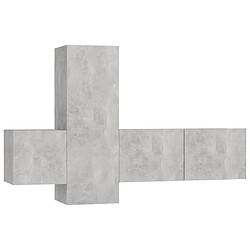 vidaXL Ensemble de meubles TV 3 pcs Gris béton Bois d'ingénierie