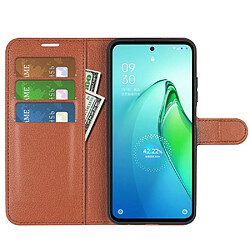 Etui en PU texture litchi, anti-écaillage avec support pour votre Oppo Reno8 Pro + 5G/Reno8 Pro 5G (Global Version) - marron