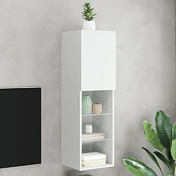 Maison Chic Meuble TV avec lumières LED, Banc TV pour salon, Meuble de rangement blanc 30,5x30x102 cm -GKD27529