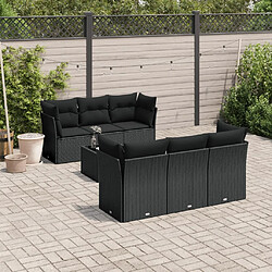 Maison Chic Salon de jardin 7 pcs avec coussins | Ensemble de Table et chaises | Mobilier d'Extérieur noir résine tressée -GKD99824