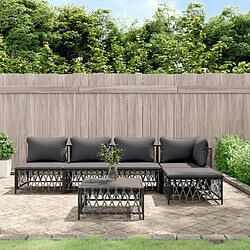 Maison Chic Salon de jardin 6 pcs avec coussins - Table et chaises d'extérieur - Mobilier/Meubles de jardin Moderne anthracite acier -MN86879