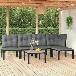 Maison Chic Salon de jardin 6 pcs - Table et chaises d'extérieur - Mobilier/Meubles de jardin Moderne noir et gris résine tressée -MN61812