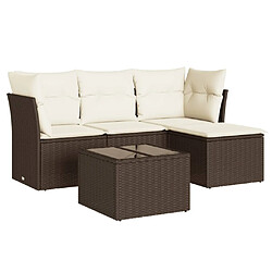 vidaXL Salon de jardin avec coussins 5 pcs marron résine tressée