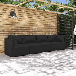 Maison Chic Salon de jardin 4 pcs + coussins - Mobilier/Meubles de jardin - Table et chaises d'extérieur Résine tressée Noir -MN41616