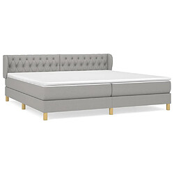 vidaXL Sommier à lattes de lit avec matelas Gris clair 200x200cm Tissu