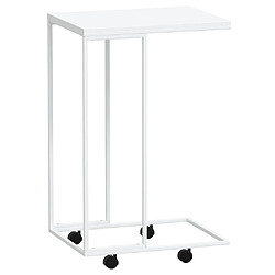 vidaXL Table d'appoint avec roues Blanc 40x30x63,5cm Bois d'ingénierie